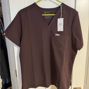 Figs Chocolate V-Neck Scrub Top